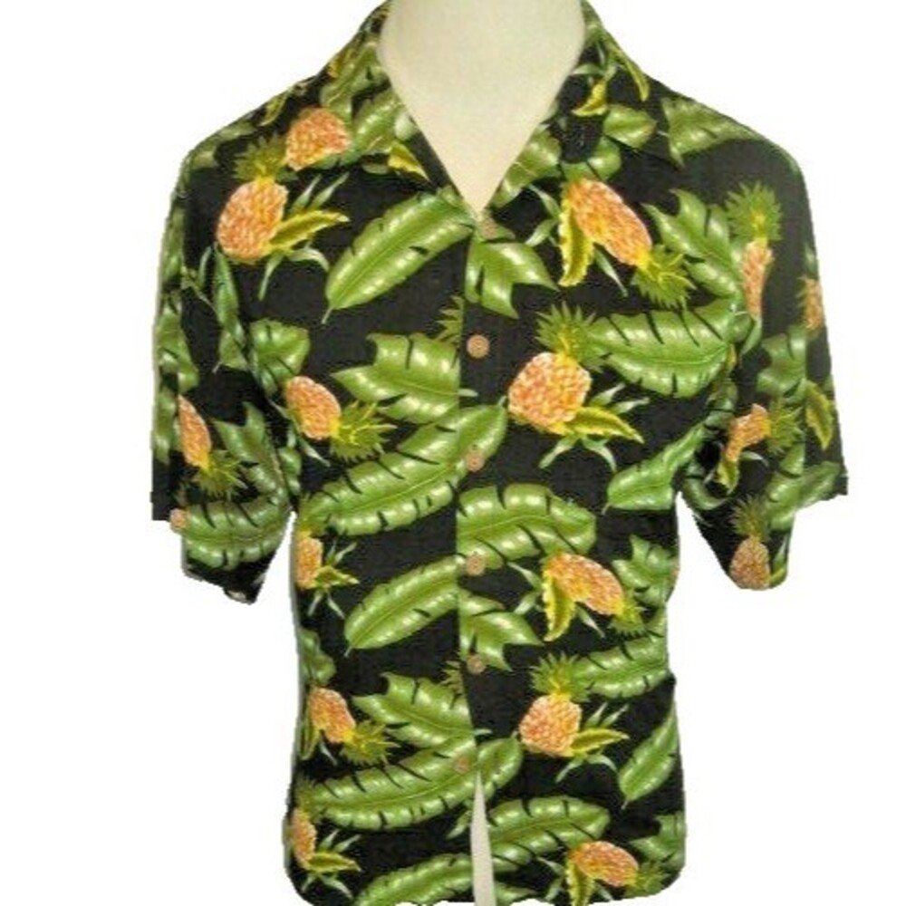 Mens Pineapple Moon Multicolor Floral Aloha Hawaiian Island Casual Shirt sz XXL